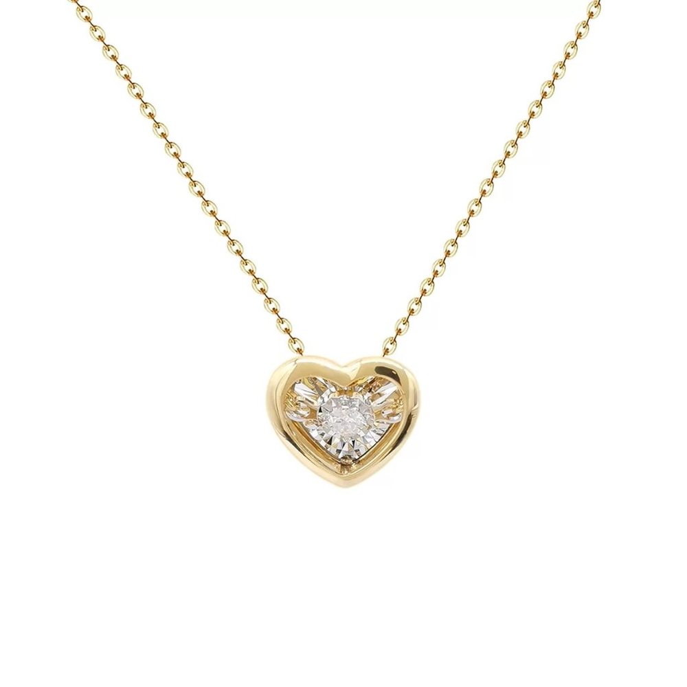 SOLID 18K GOLD DANCING HEART NECKLACE - Picture 3 of 16